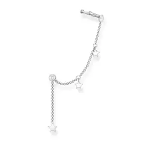 Image of THOMAS SABO Silver CZ Single Ear Stud with Star Pendant & Chain Ear Cuff