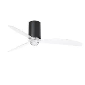 Image of Mini Tube LED Matt Black, Transparent Ceiling Fan with DC Smart Motor - Remote Included, 3000K