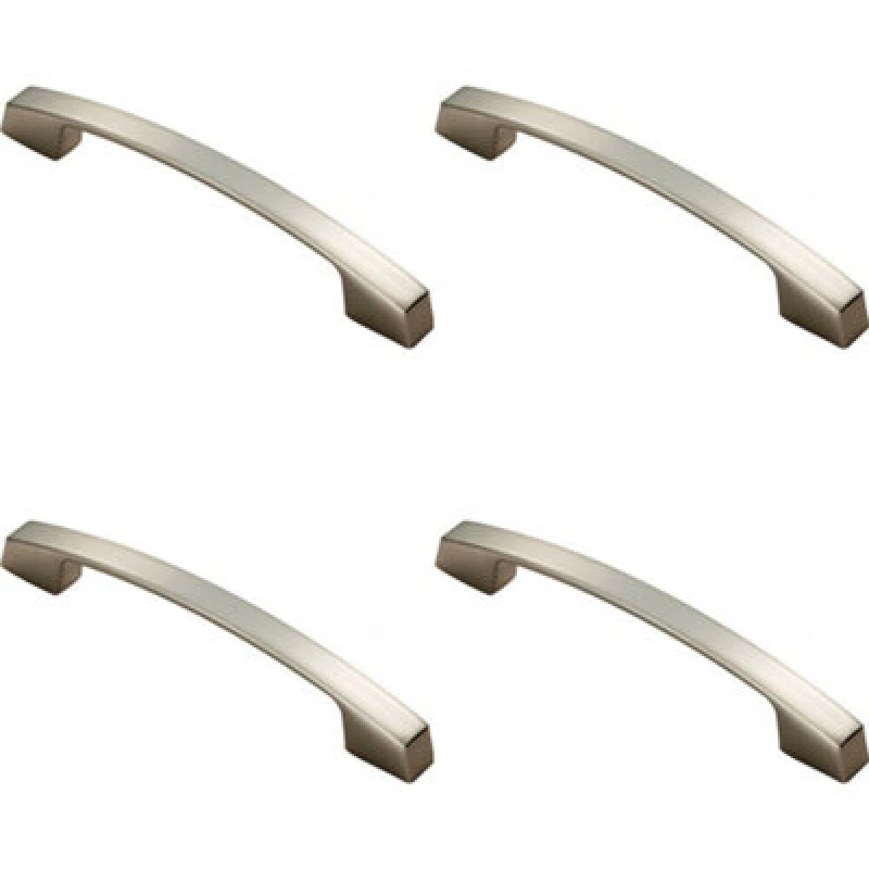 Image of Loops 4x Curved Bridge Pull Handle 169 x 14mm 128mm Fixing Centres Satin Nickel Metallics unisex
