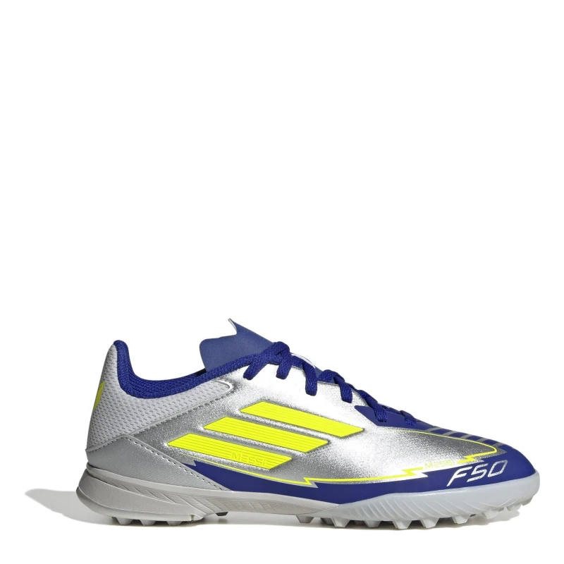 Image of adidas F50 Academy Juniors Astro Turf Football Boots - Silver Silver 5