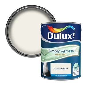 Image of Dulux Simply Refresh One Coat Jasmine White Matt Emulsion Paint 5L