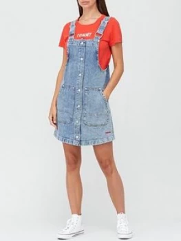 Image of Tommy Jeans Tommy Jeans Short Dungaree Snap Dress