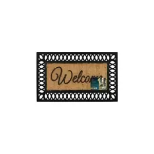 Image of JVL Orana Embossed Rubber Tuffscrape Coir Doormat, 40x70cm, Welcome