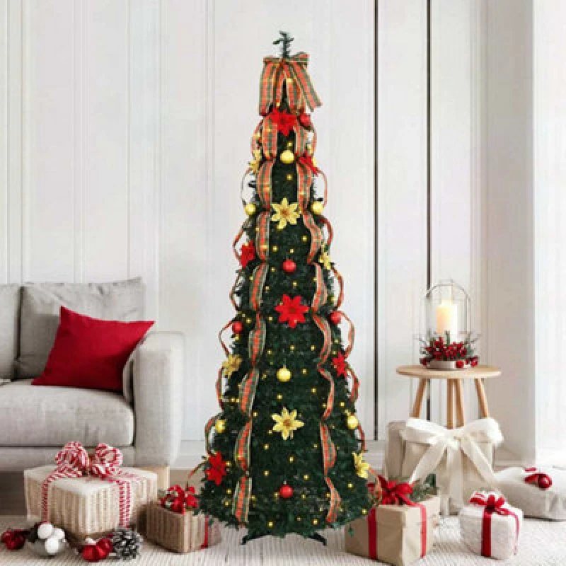 Image of Vidaxl Artificial Christmas Tree With 150 Leds Green 180 Cm Pvc