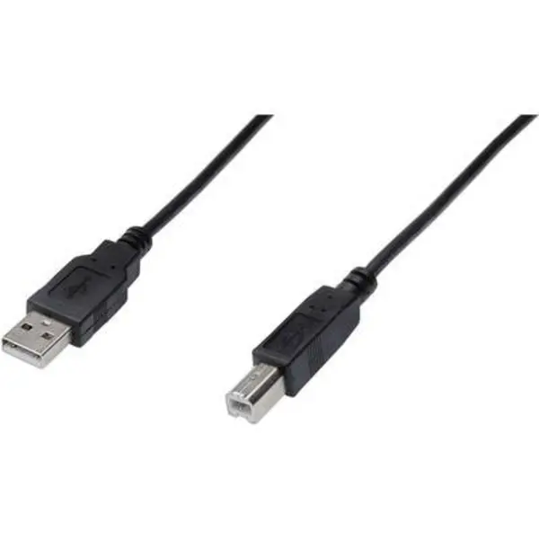 Image of Digitus USB cable USB 2.0 USB-A plug, USB-B plug 0.50 m Black AK-300105-005-S AK-300105-005-S