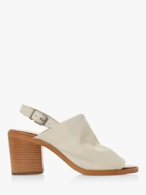 Image of Bertie Ecru Leather 'Issi' Mid Block Heel Slingbacks - 3 - white