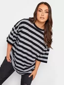 Image of Yours Boxy Tee Grey/black Stripe, Grey, Size 30-32, Women