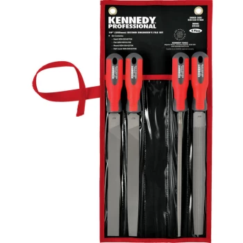 Image of 250MM (10'') 4 Piece Second Cut Engineers File Set with Handles - Kennedy-pro