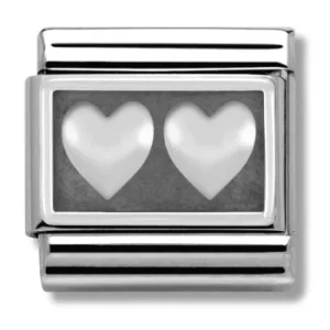 Image of Nomination CLASSIC Silvershine Oxidised Double Heart Charm 330102/02