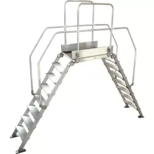 Image of Aluminium ladder bridging, overall max. load 200 kg, 8 steps, platform 900 x 530 mm