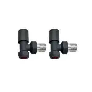 Image of Anthracite Round Angled Radiator Valves - For Pipework Which Comes From The Wall