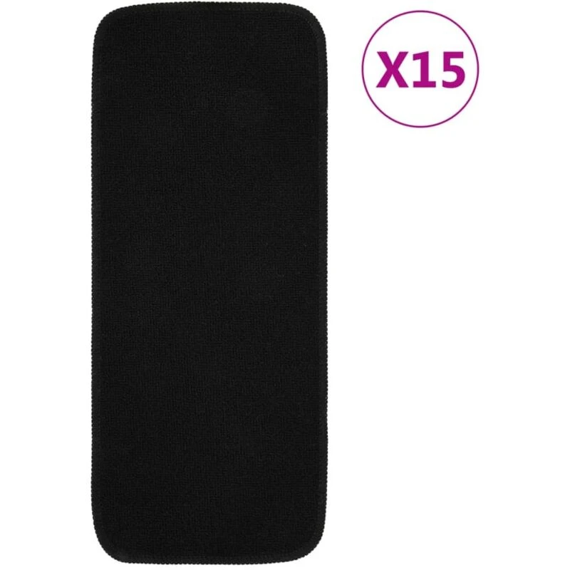 Image of VIDAXL Anti Slip Stair Mats 15 pcs 60x25cm Black Rectangular Vidaxl 8720286849071