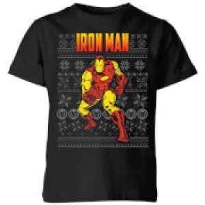 Image of Marvel Avengers Classic Iron Man Kids Christmas T-Shirt - Black - 3-4 Years