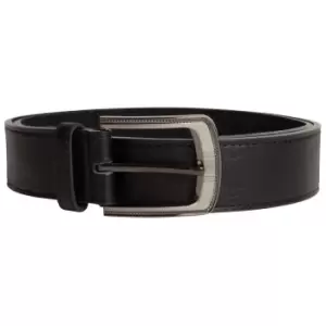 Image of Duke Mens Samuel Large Buckle Leather Belt (32) (Black)