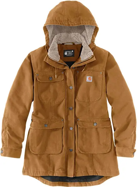 Image of Carhartt Loose Fit Weathered Duck Ladies Coat, brown, Size L for Women