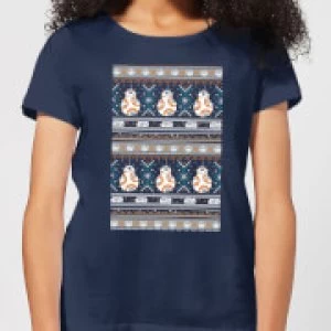 Image of Star Wars BB-8 Pattern Womens Christmas T-Shirt - Navy - S