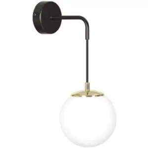 Image of Emibig Ognis Black Globe Wall Lamp with White Glass Shades, 1x E27