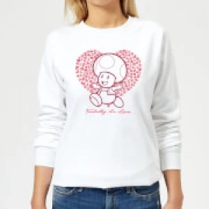 Image of Super Mario Toadally In Love Womens Sweatshirt - White - M