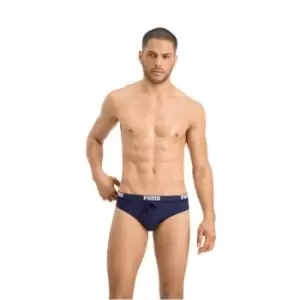 Image of Puma Logo Swim Briefs Mens - Blue