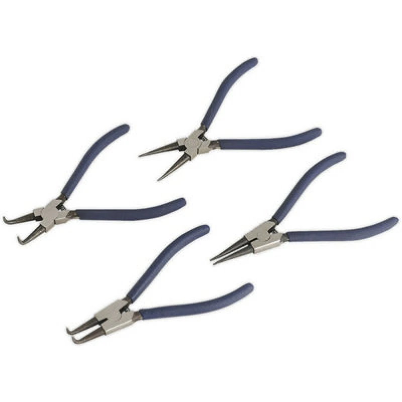 Image of Loops 4 Piece Circlip Pliers Set - Spring Loaded Jaws - Hardened & Tempered Steel Metallics