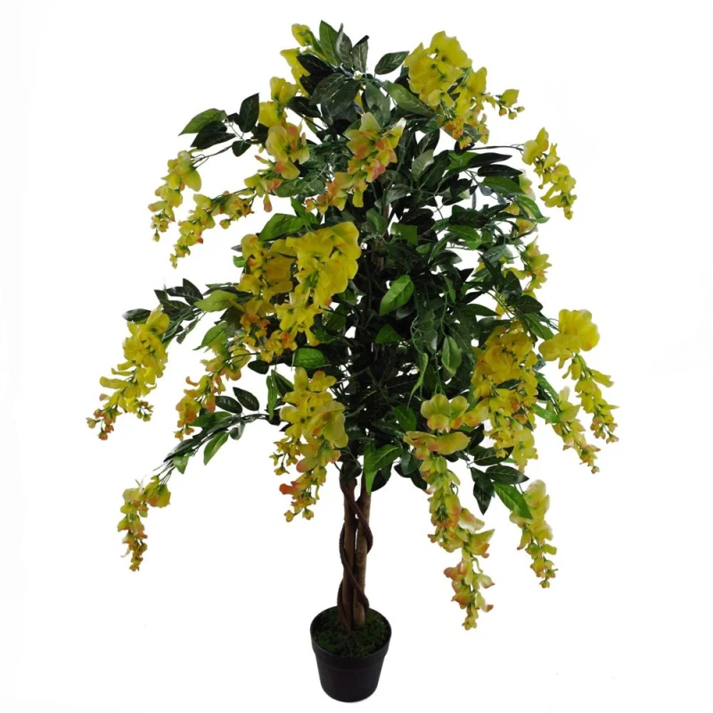 Image of Leaf Design 120cm Artificial Yellow Wisteria Tree