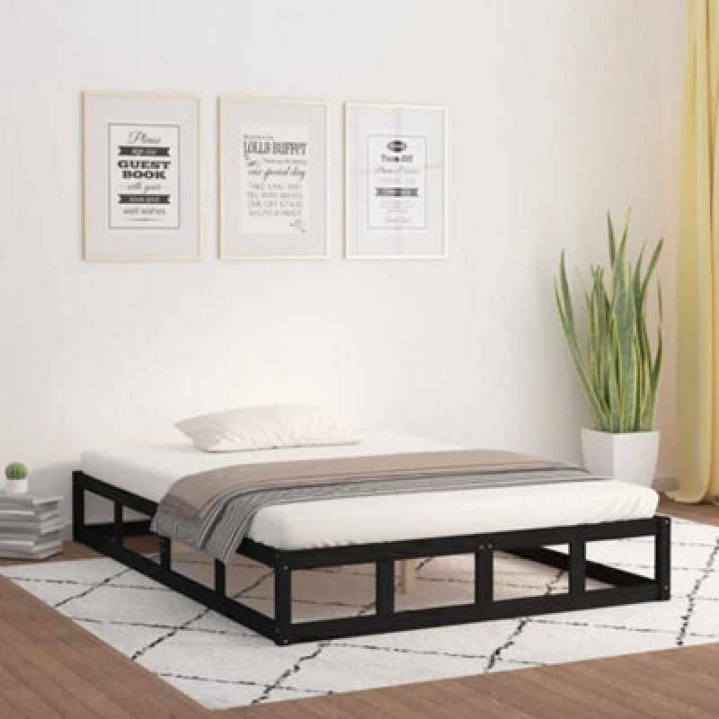 Image of VIDAXL Bed Frame without Mattress Black 160x200cm Solid Wood Vidaxl 8720287136989