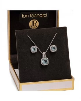 Image of Jon Richard Silver Blue Square Drop Set