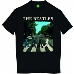Image of The Beatles Abbey Road & Logo Mens Black T Shirt: Medium