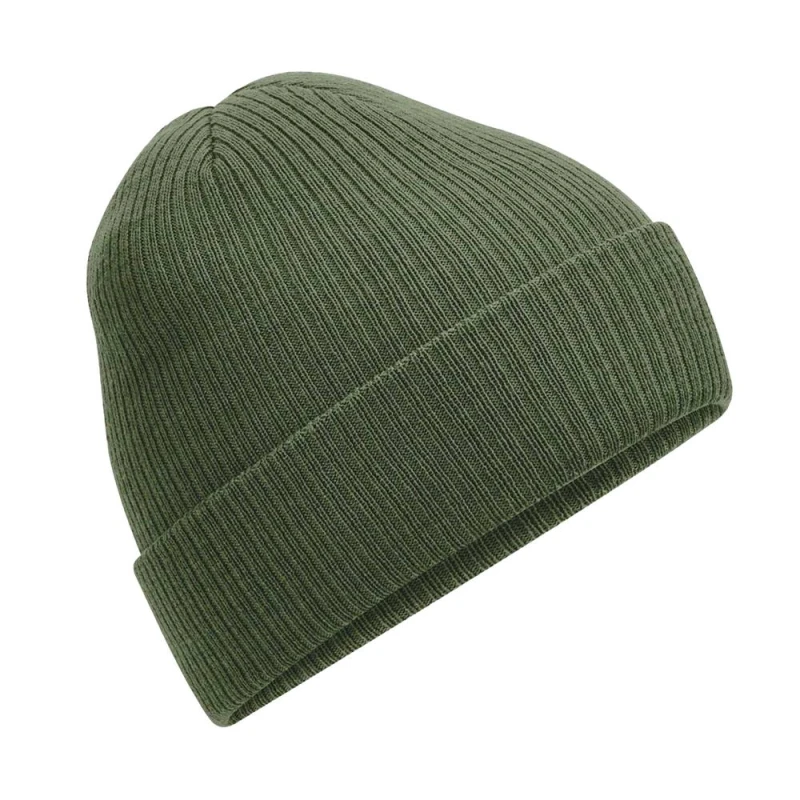 Image of Beechfield Mens Polylana Ribbed Beanie in Dark Olive Dark Olive Male One Size