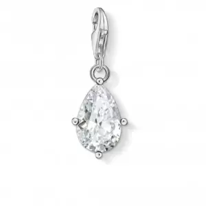 Image of Sterling Silver White Stone Droplet Charm Pendant 1848-051-14