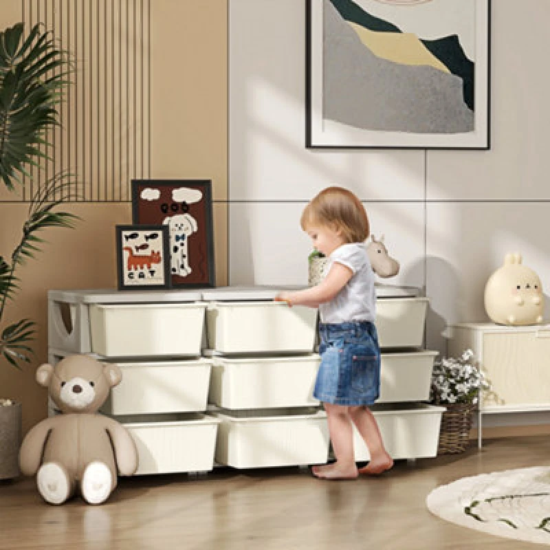 Image of HOMCOM Kids Storage Units with Drawers 3 Tier Chest Dresser Tower Cream 311-053V01CW