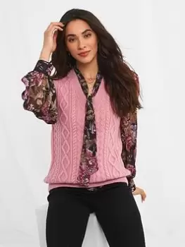 Image of Joe Browns Delicate Cable Knit Vest -pink, Pink, Size 8, Women