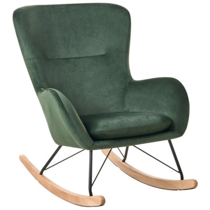 Image of Beliani Rocking Chair Ellan Velvet Dark Green