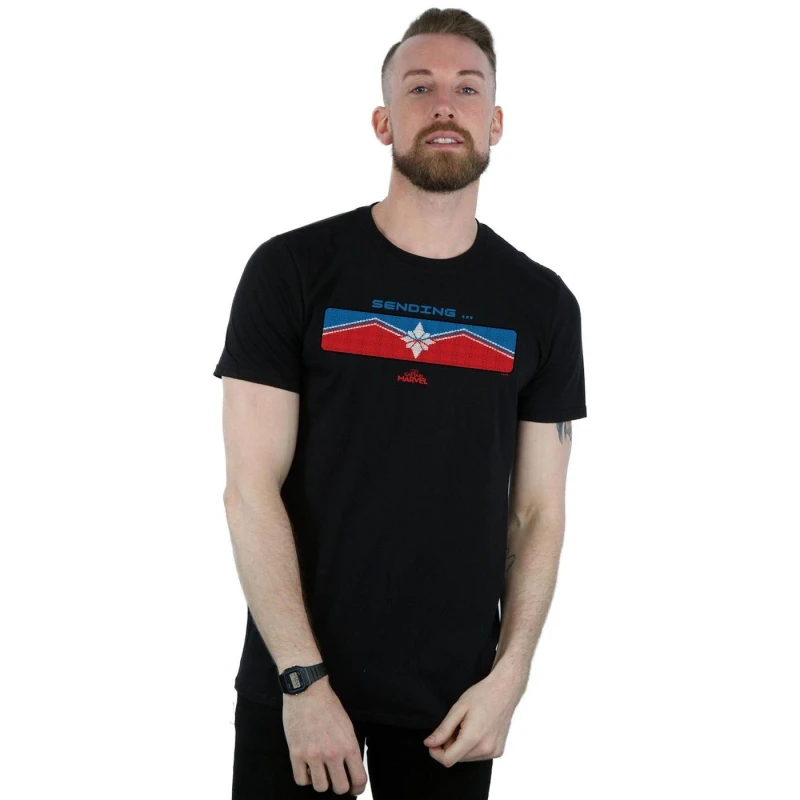 Image of Marvel Marvel Men Captain Sending T-Shirt in Black Size: Small Black S Male 5059114704071