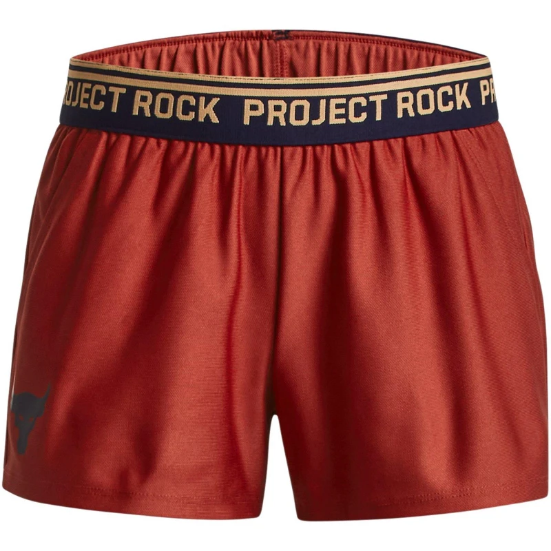 Image of Under Armour Project Rock Play Up Shorts Junior Girls - Red Red 6