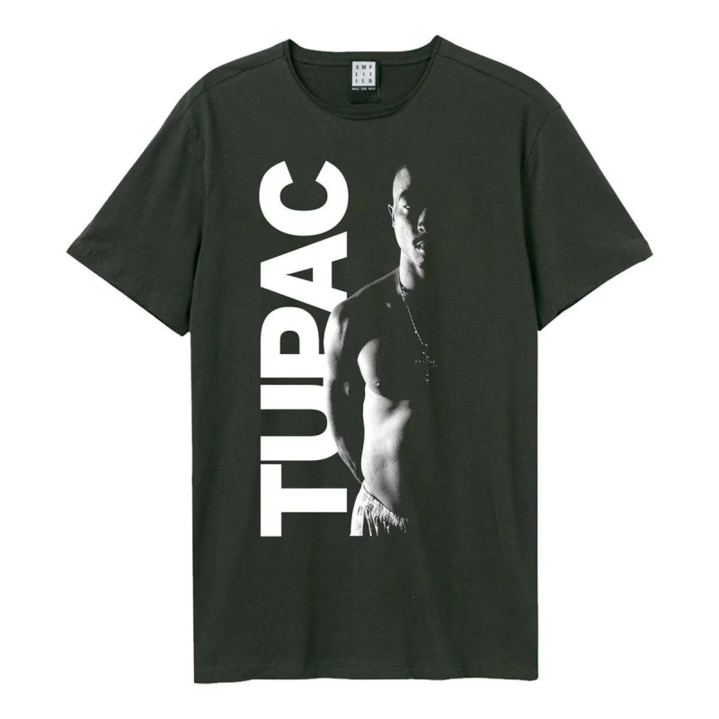 Image of Amplified Amplified Men Tupac Shakur T-Shirt in Charcoal Size: 3X-Large Charcoal XXXL Male 5063703714549