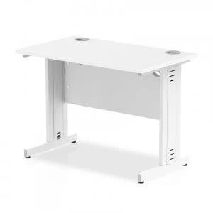 Image of Trexus Desk Rectangle Cable Managed Silver Leg 1000x600mm White Ref