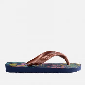 Image of Havaianas Kids Flores Flip Flops - Black, Blue & Gold - UK 2-3 Kids
