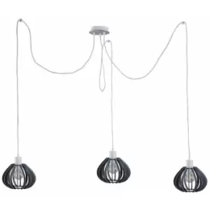 Image of Keter Nicoleta Cluster Pendant Ceiling Light Grey, 3x E27