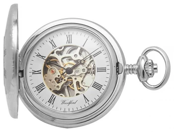 Image of Woodford Half Hunter Chrome Plated Skeleton Pocket Watch