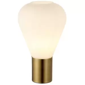 Image of Luminosa Olena Narrow Table Lamp, E27, Antique Brass, Opal Glass