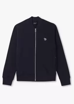 Image of Paul Smith Mens Regular Fit Zip Zebra Bomber Jacket In Dark Navy