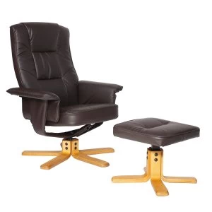 Image of Alphason Drake Recliner Chair and Footstool - Brown