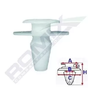 Image of ROMIX Clip, trim-/protection strip A15814 VW,SEAT,Transporter IV Bus (70B, 70C, 7DB, 7DK, 70J, 70K, 7DC, 7DJ)