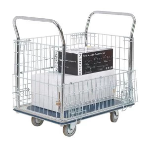 Image of Steel Platform Truck with Chrome Plated Mesh Panels 300KG Capacity