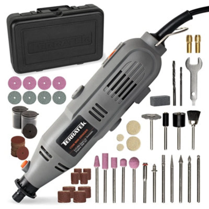 Image of Terratek Corded Rotary Tool 150Pc Accessory Set, 135W Variable Speed Ideal for DIY Projects, Woodwork, Hobby Craft & Dremel Multi Tool Compatible Oran