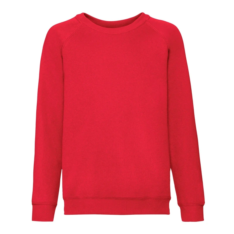 Image of Fruit of the Loom Classic Raglan Sweatshirt in Red Size: 12-13 Years Red Unisex 12-13 Years