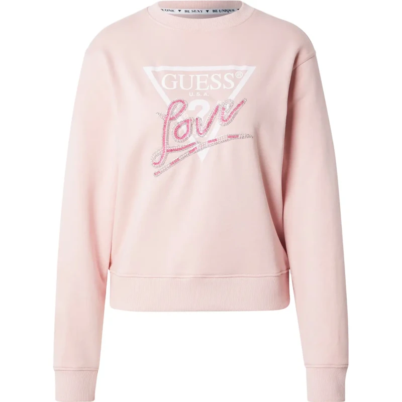 Image of Guess Womens triangle fleece sweatshirt Guess Rose Female S
