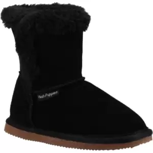 Image of Hush Puppies Girls Ashlynn Slip On Faux Fur Bootie Slippers UK Size 3 (EU 35)