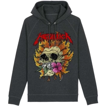 Image of Metallica - Skull Flower Washed Unisex Medium Hoodie - Black